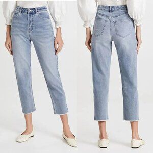 SOMETHING NAVY Jeans Womens 24 Blue Straight Leg Raw Hem Light Wash